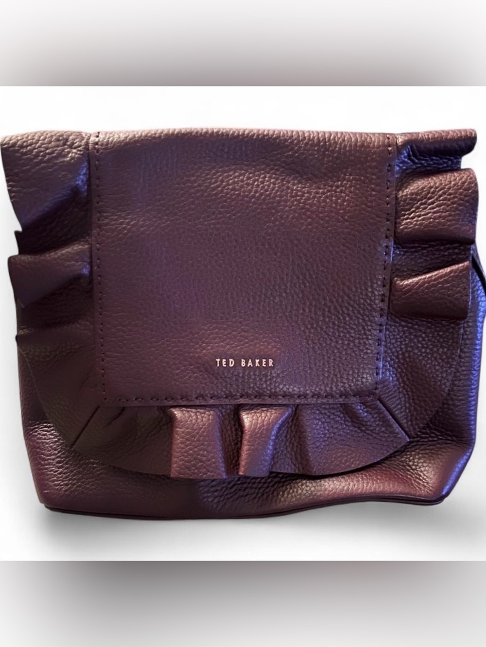 Ted Baker London "Rammira" Ruffle Crossbody Bag – Burgundy Leather